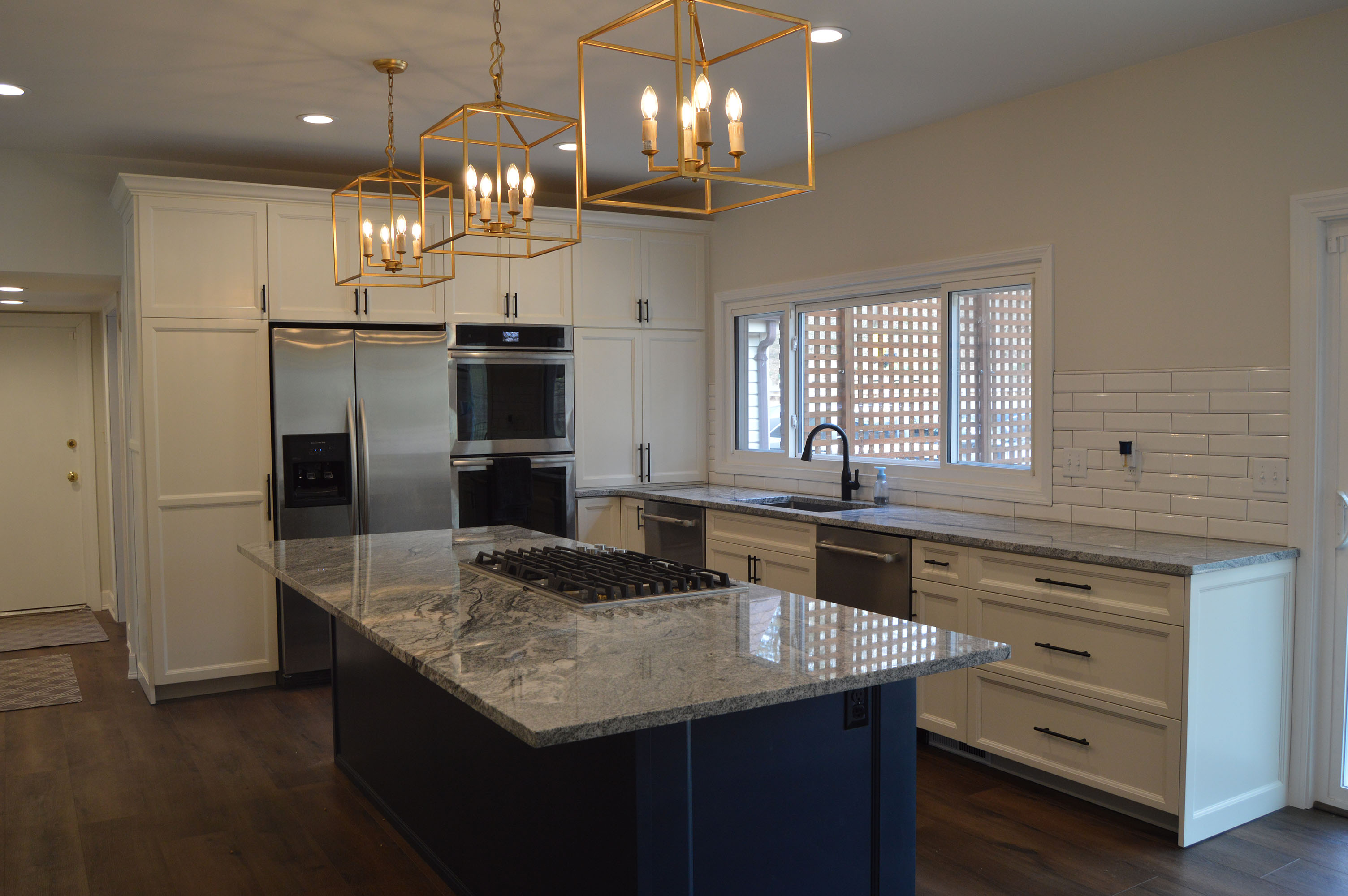 Blue island kitchen with premium finishes - Professional Wood Interiors